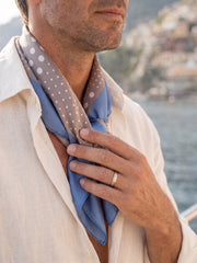Foulard MULTIBALL beige in seta stampata