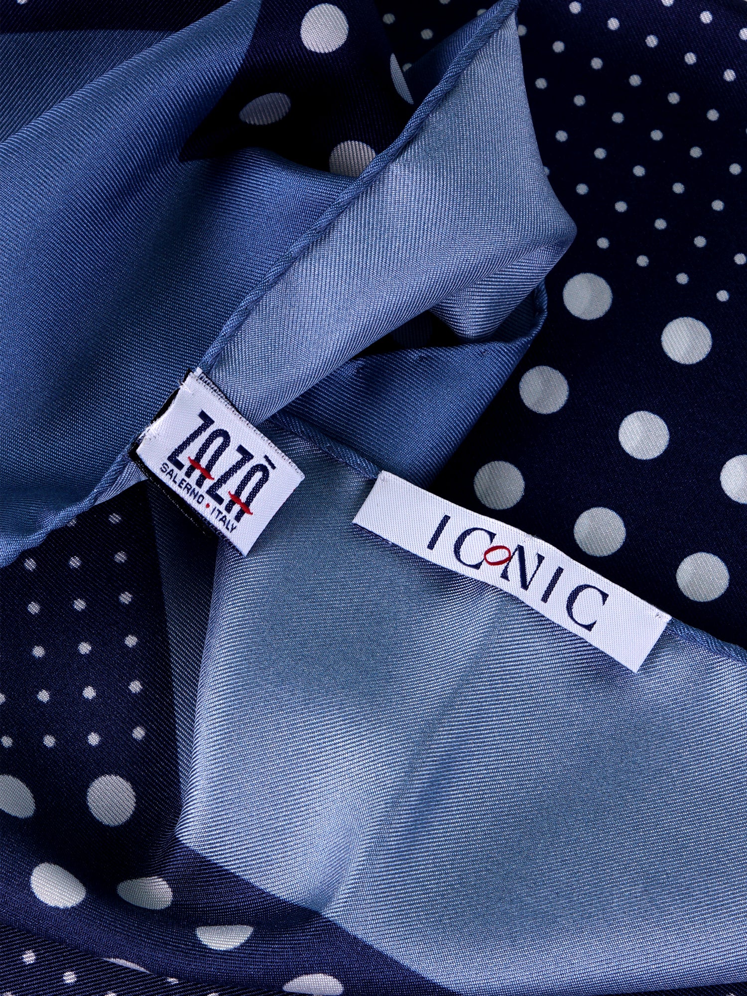 Foulard MULTIBALL blu in seta stampata