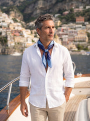 Foulard MULTIBALL blu in seta stampata