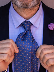 NADA Blue English Printed Silk 3 fold Necktie