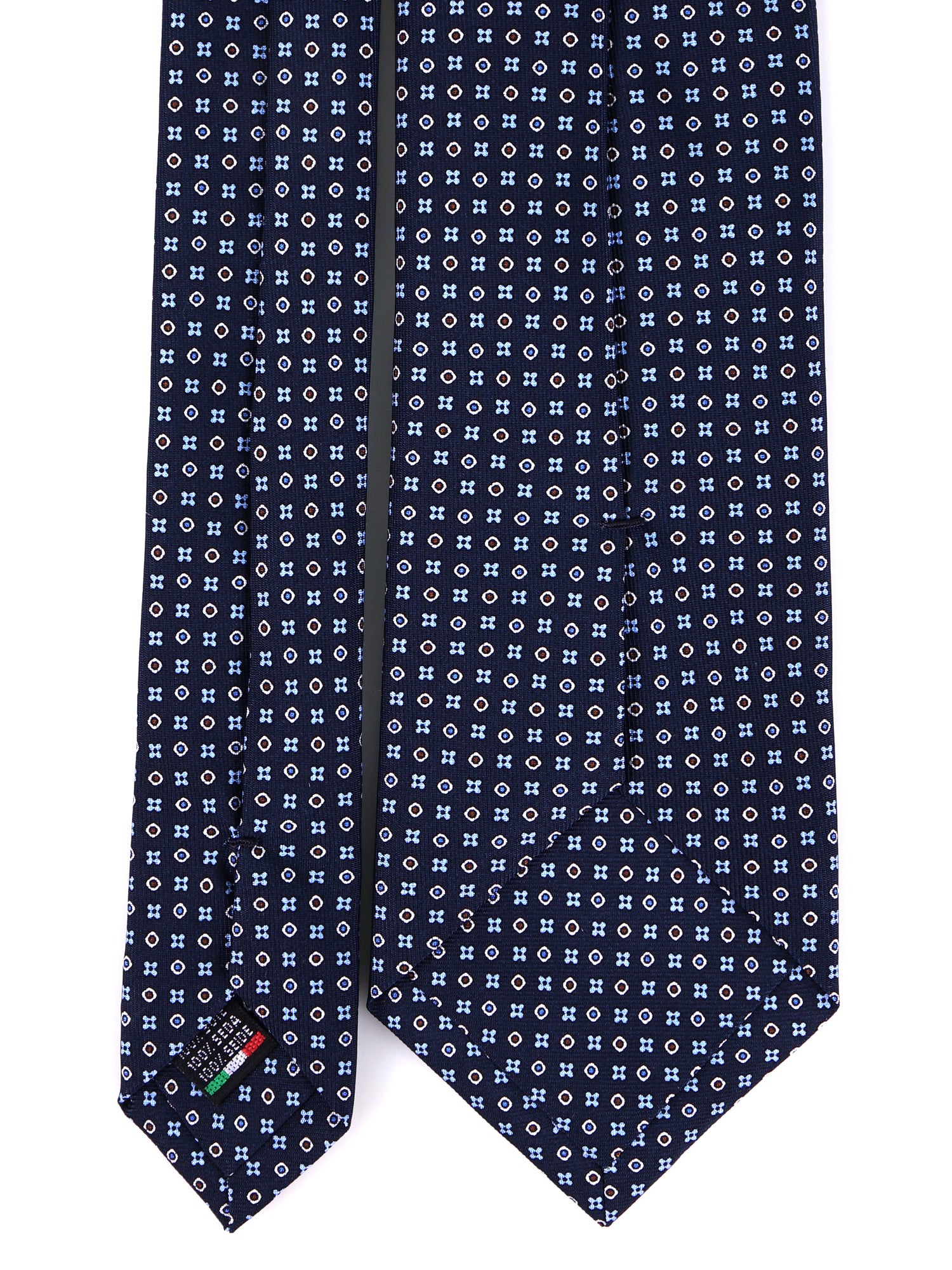 Cravatta 3 Pieghe blu scuro NAVì seta stampata inglese