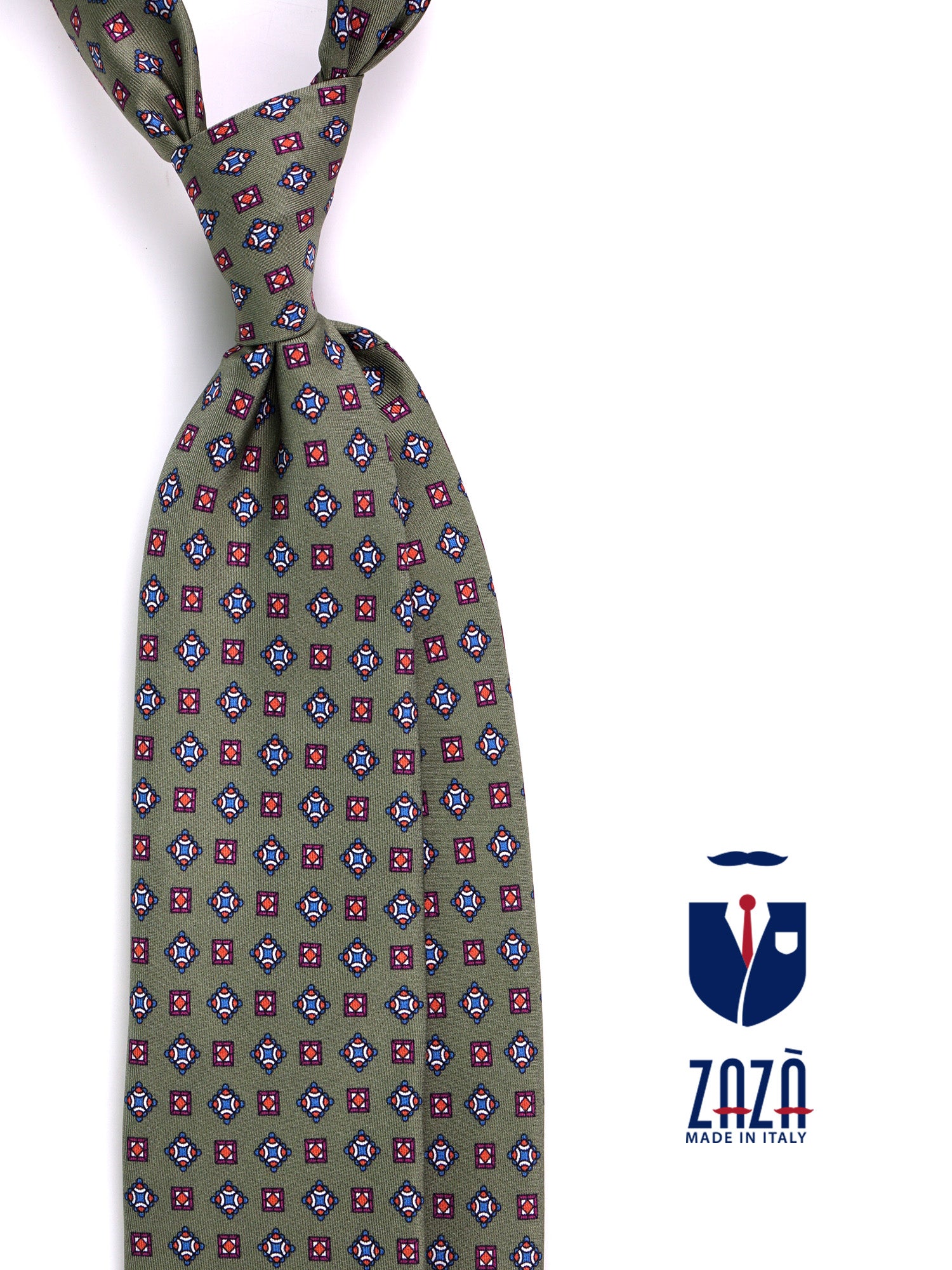 Cravatta 3 pieghe NICK seta stampata verde