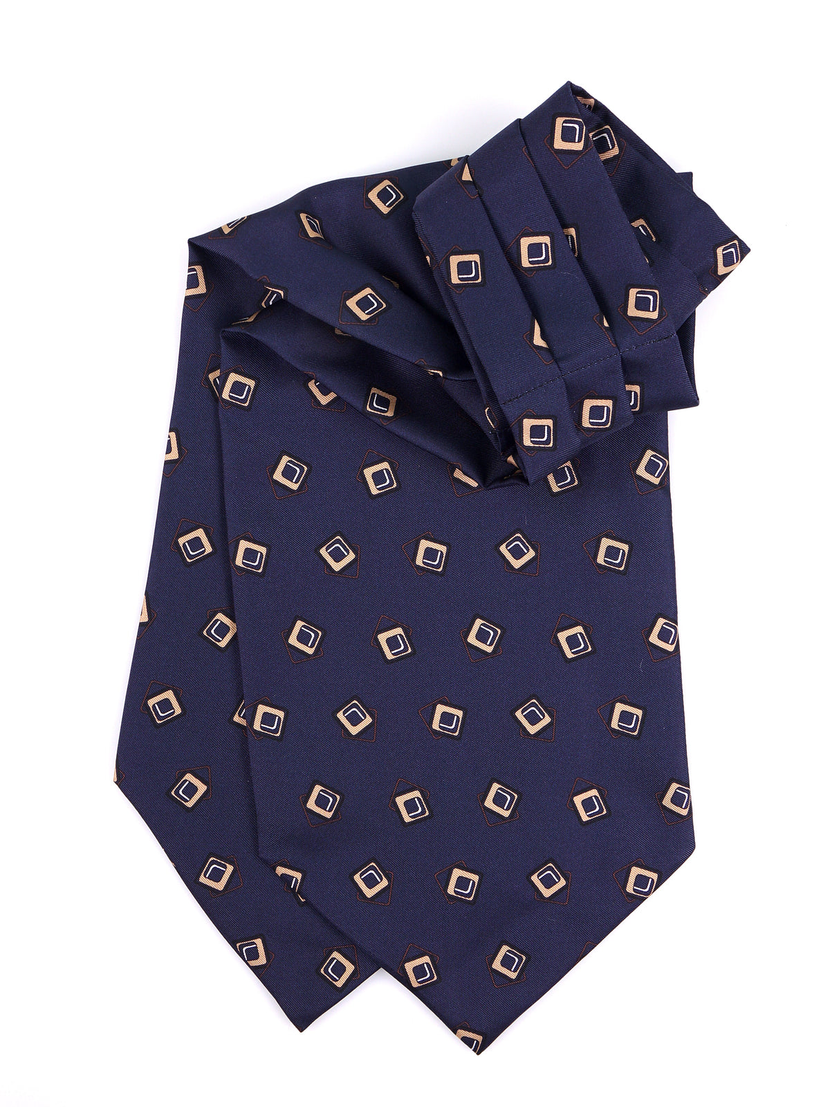 Ascot doppia punta blu scuro in seta stampata NOX
