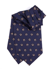 Ascot doppia punta blu scuro in seta stampata NOX