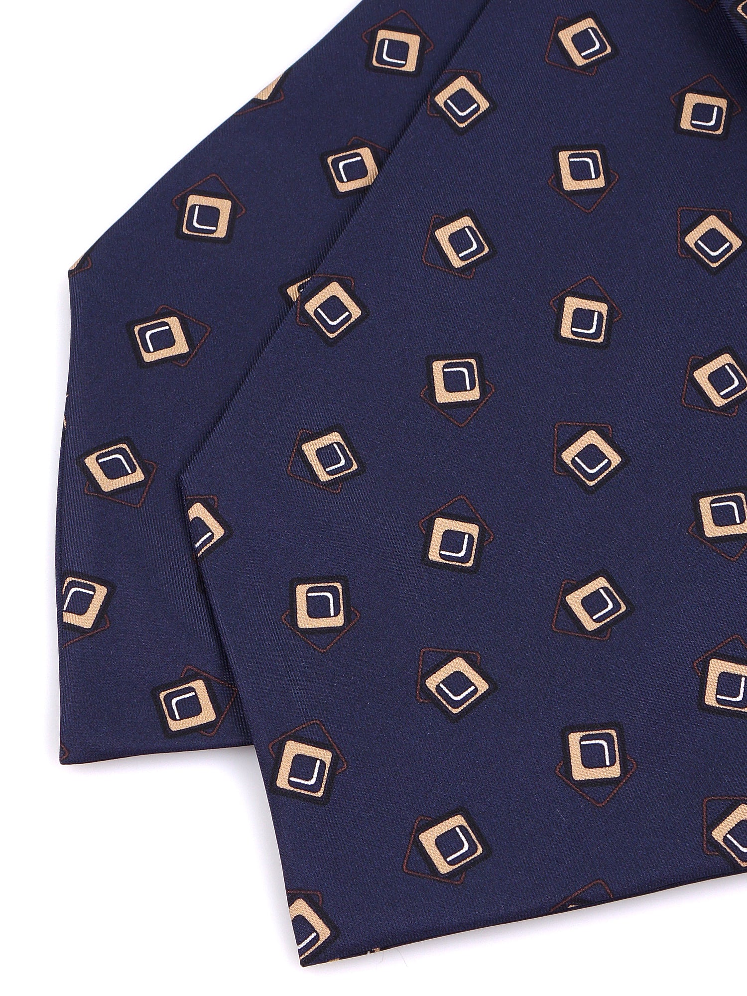 Ascot doppia punta blu scuro in seta stampata NOX
