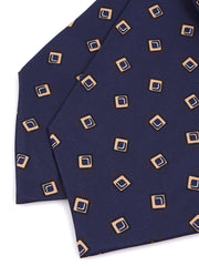 Ascot doppia punta blu scuro in seta stampata NOX