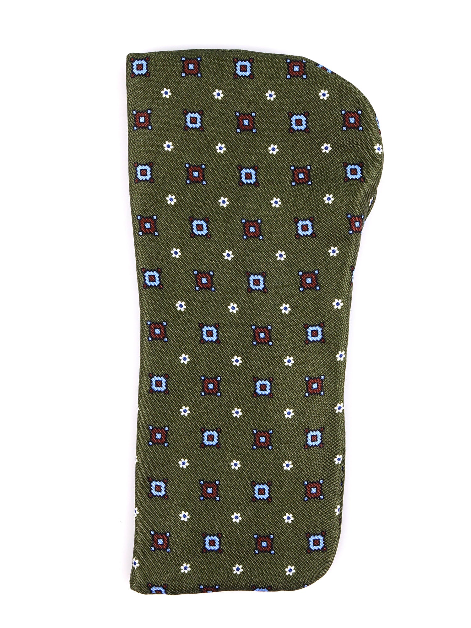 Portaocchiali verde OLIMPIA in seta stampata inglese