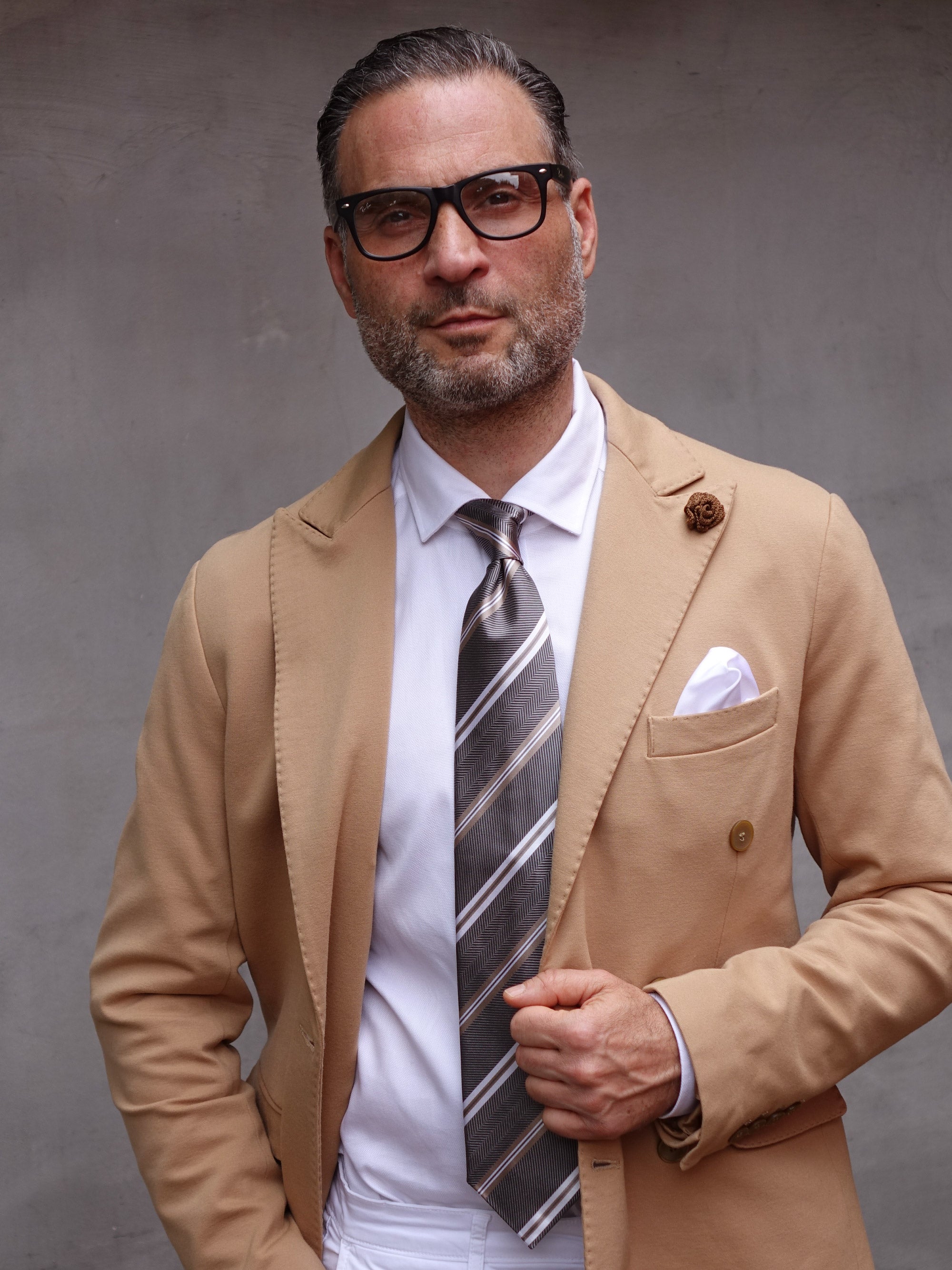 PARIS 3-fold grey jacquard silk tie