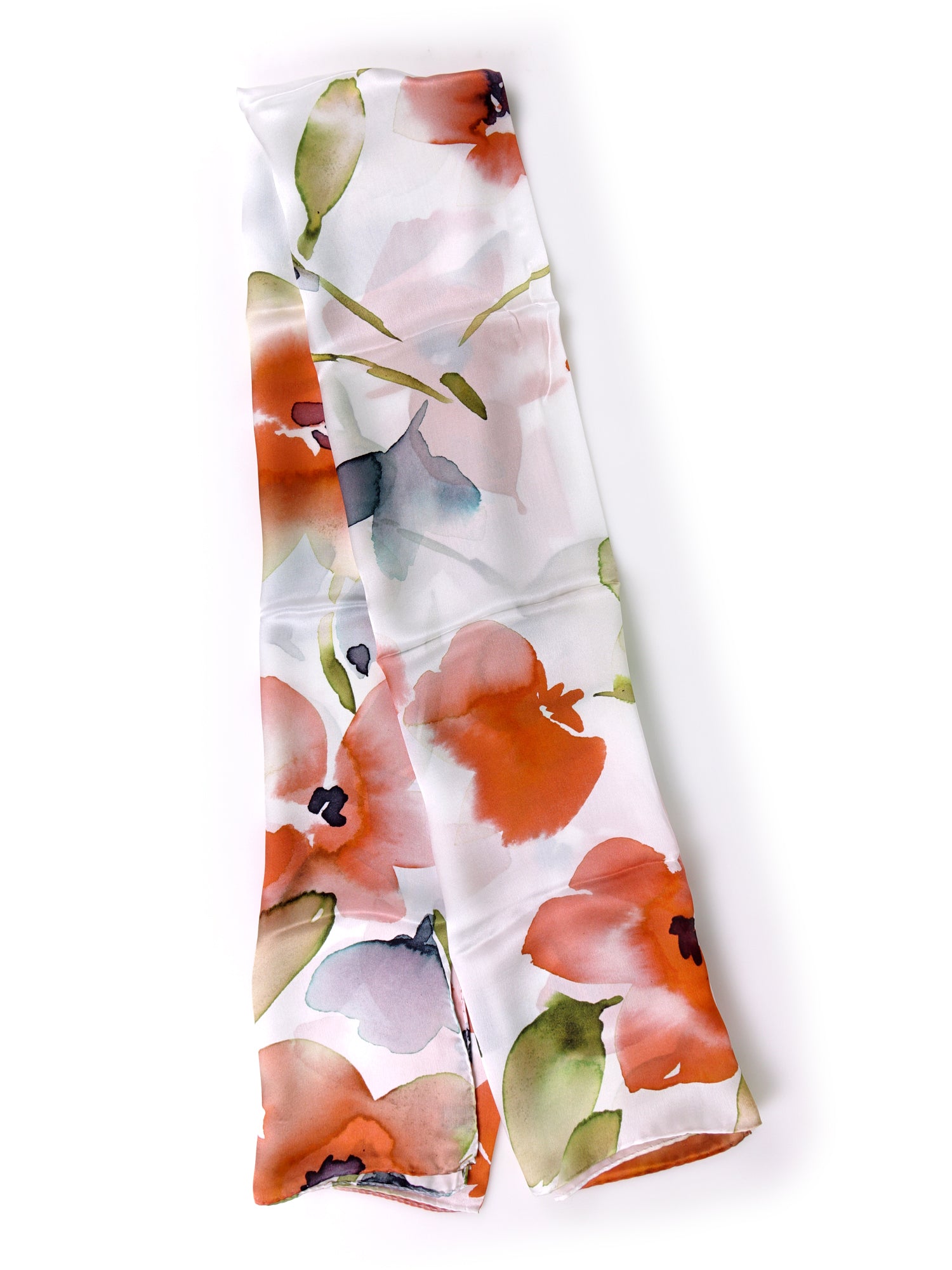 Stola in pura seta raso stampato Bianco PARISE