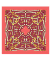 Red scarf 90x90cm in LADY BUGS printed silk