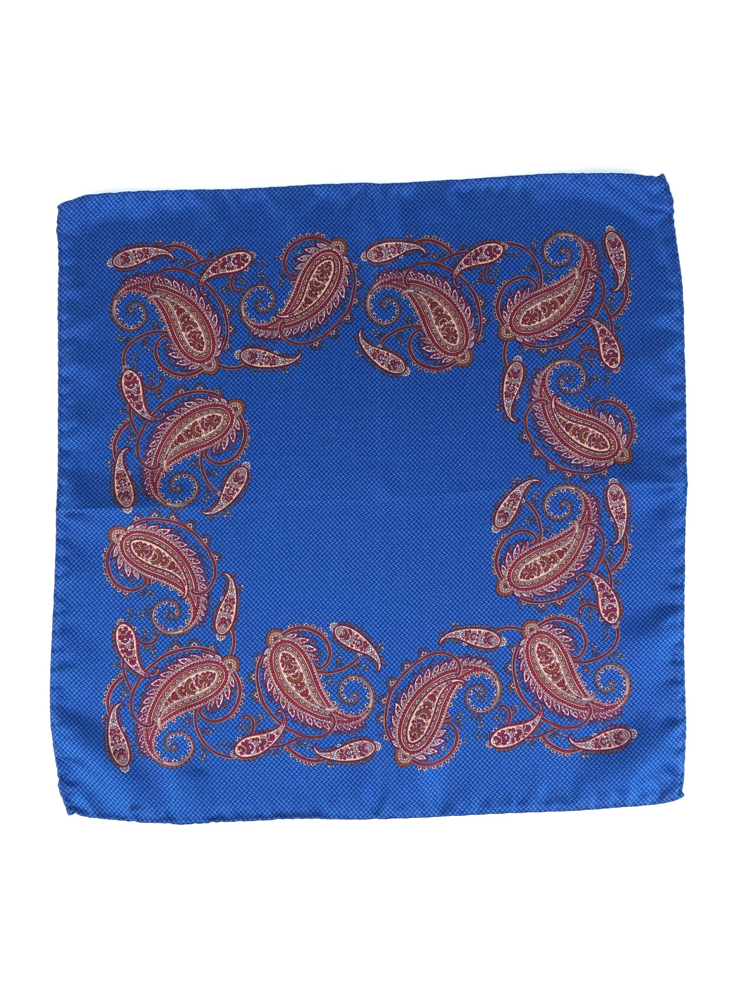 ROSITA Printed Silk Air Force Blue Pocket Square