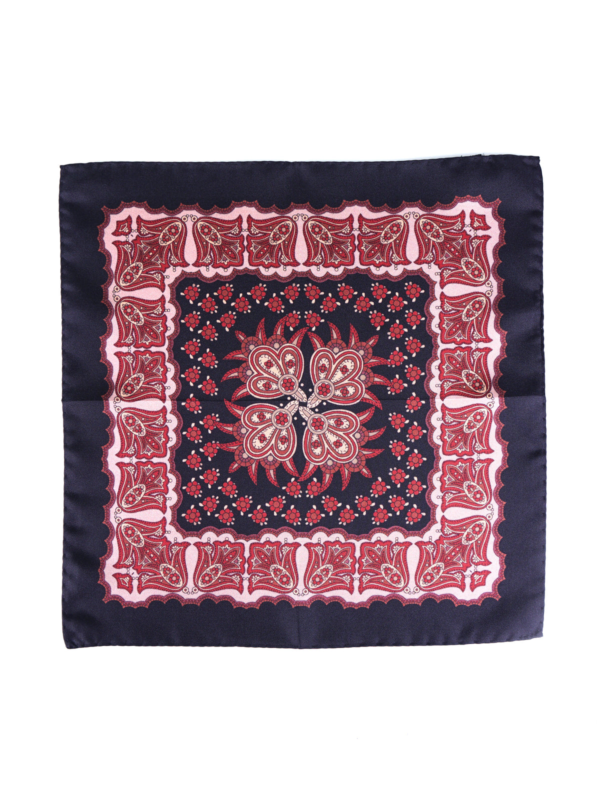 Fazzoletto da taschino nero in pura seta stampata ROMILDO