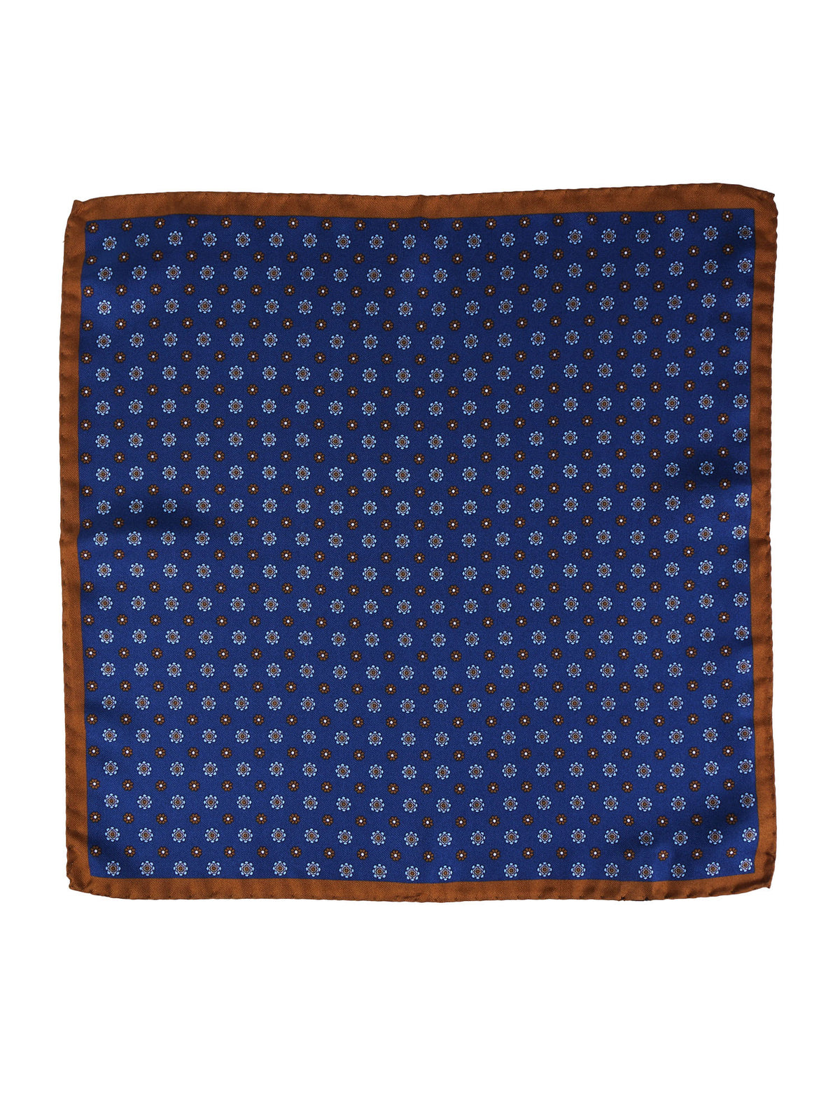 Fazzoletto da taschino blu in pura seta stampata DIEGO