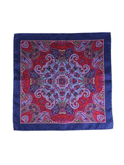 Fazzoletto da taschino blu in pura seta stampata GERARDO