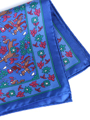Fazzoletto da taschino bluette in pura seta stampata UNICORNO