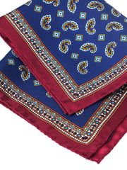 Fazzoletto da taschino blu in pura seta stampata MILAGO