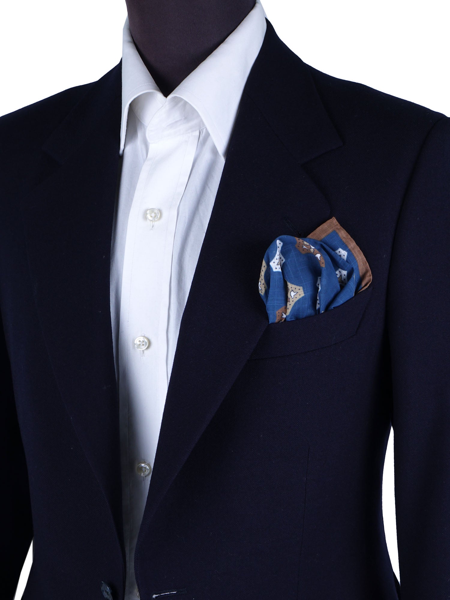 Fazzoletto da taschino blu/marrone in cotone GIANGY