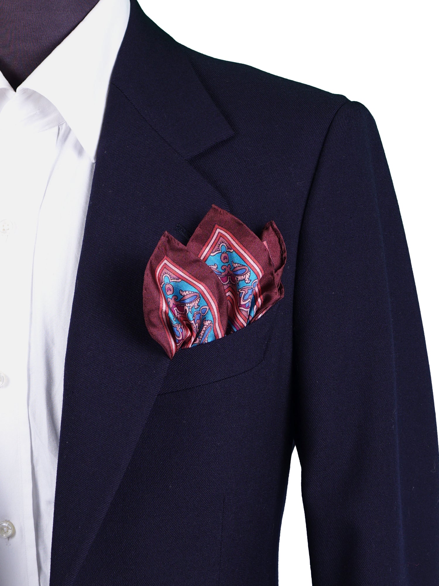 Fazzoletto da taschino marrone in pura seta stampata FABIO