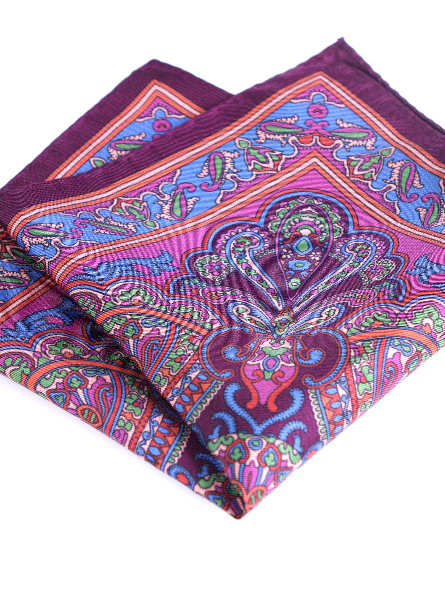 Fazzoletto da taschino bordeaux in pura seta stampata FABIO