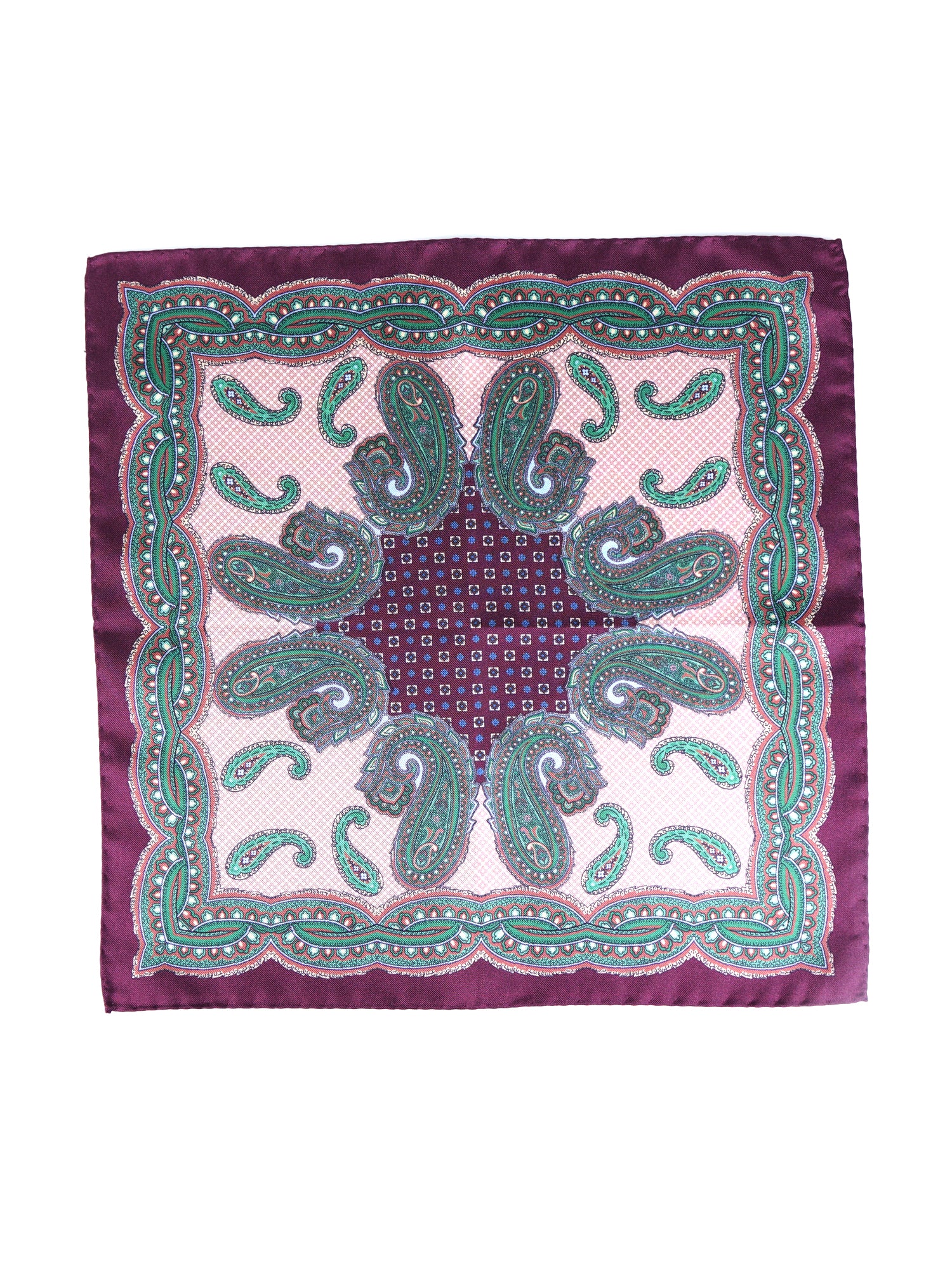 Fazzoletto da taschino bordeaux in pura seta stampata NICOLO'