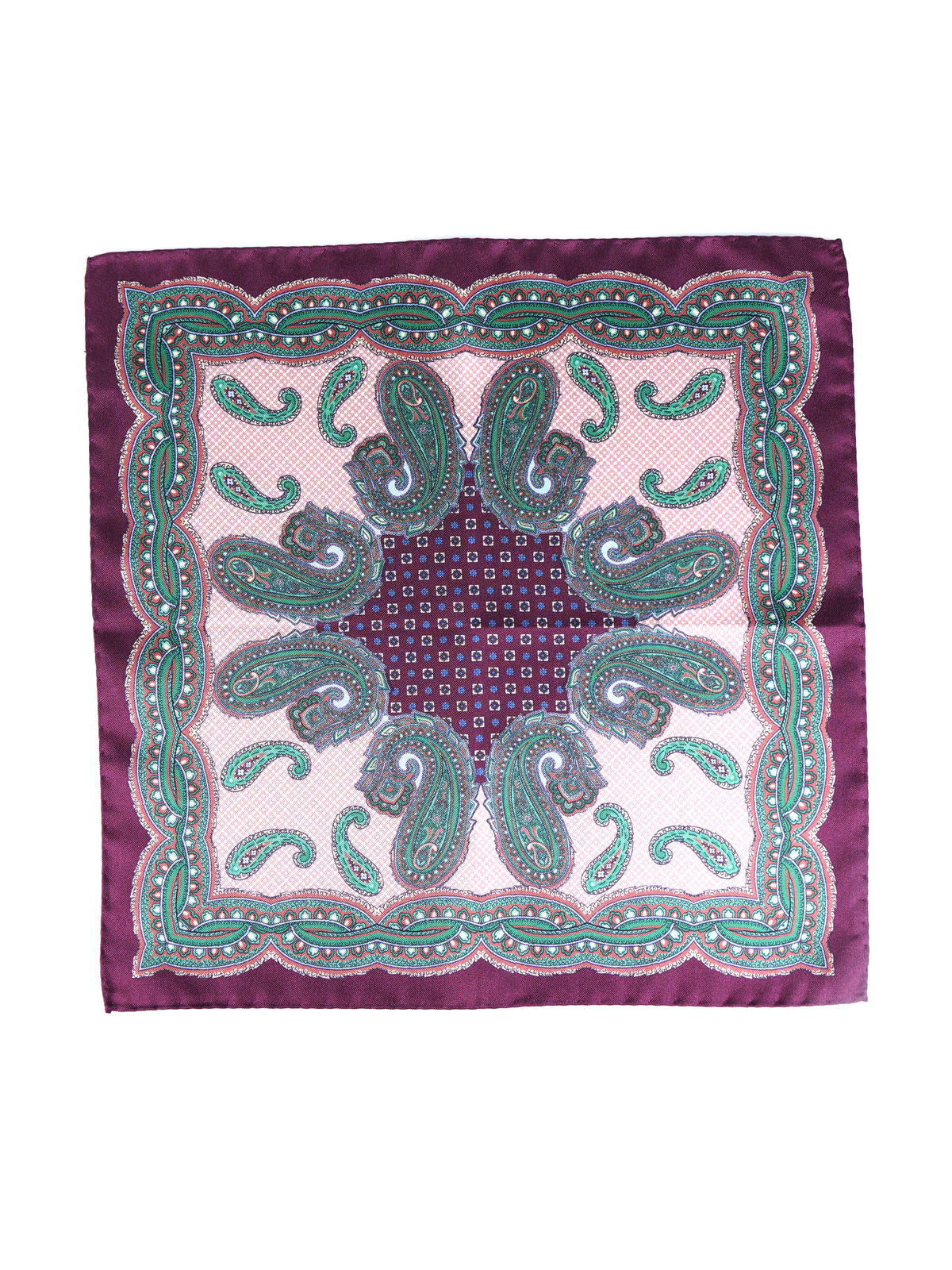 Fazzoletto da taschino bordeaux in pura seta stampata NICOLO'