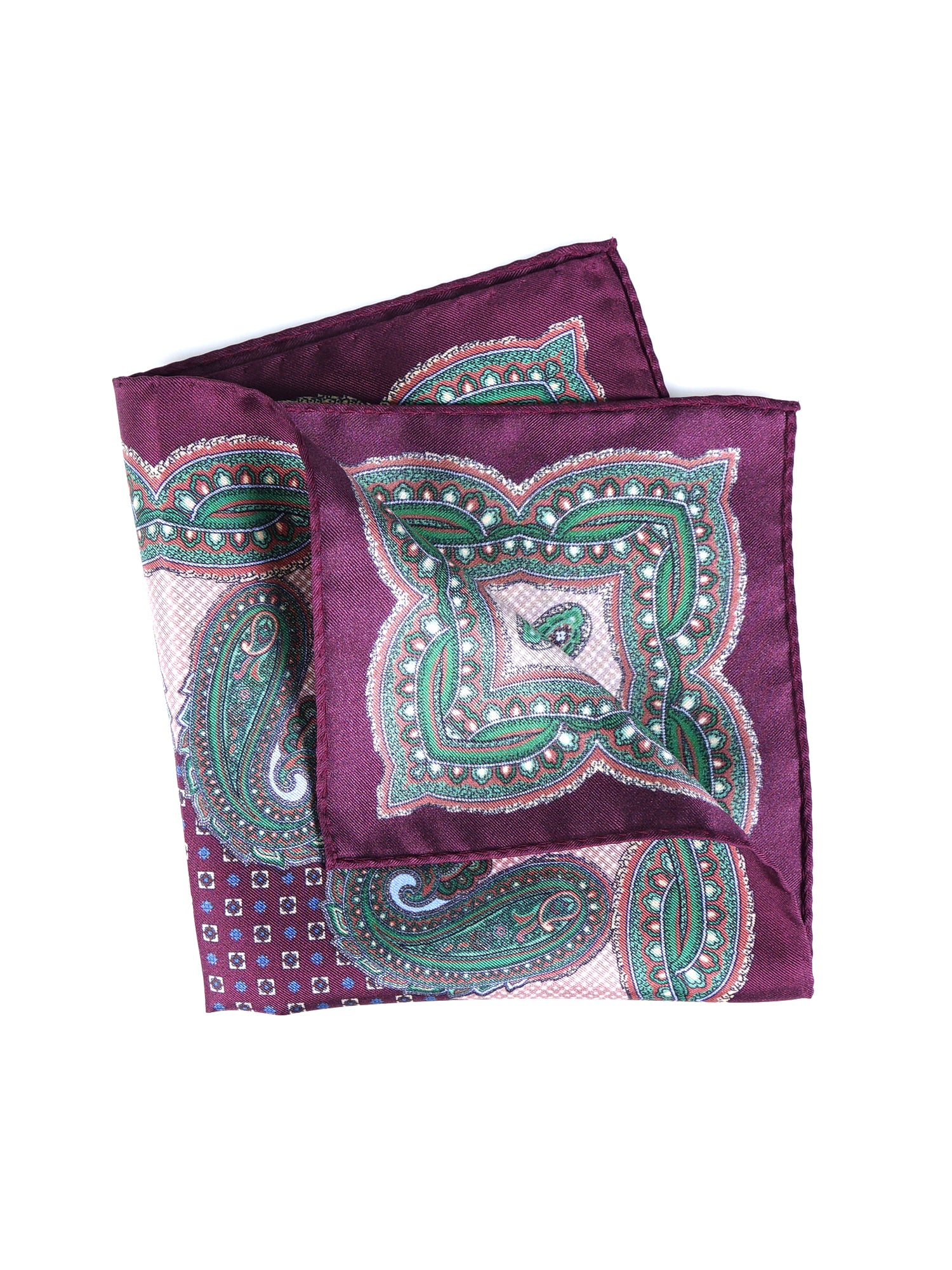Fazzoletto da taschino bordeaux in pura seta stampata NICOLO'