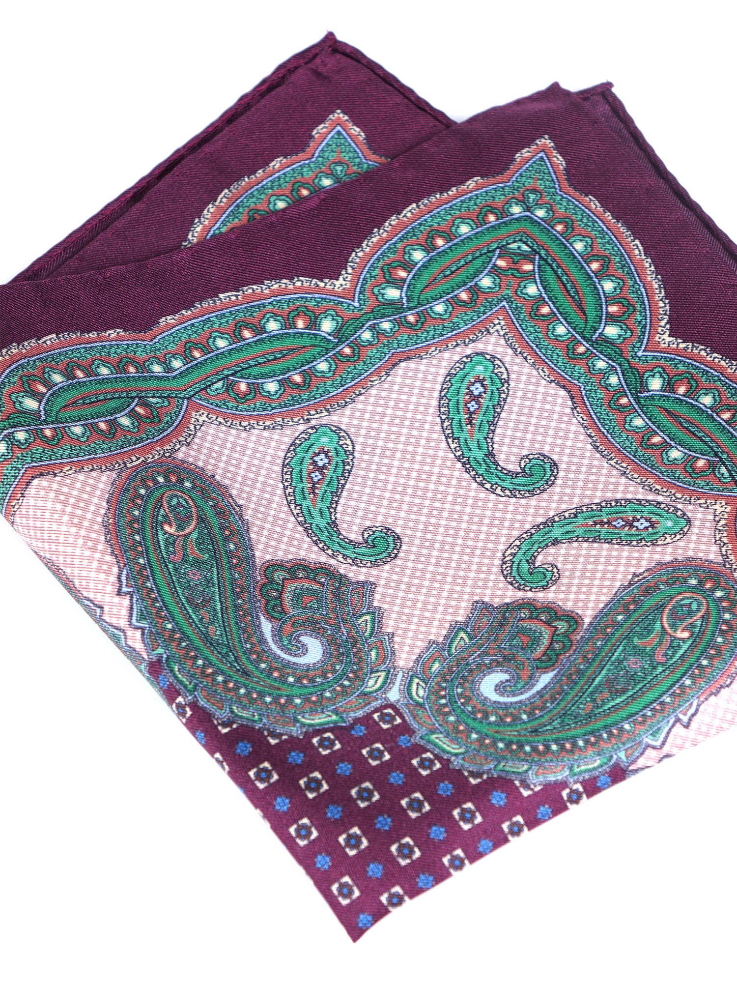 Fazzoletto da taschino bordeaux in pura seta stampata NICOLO'