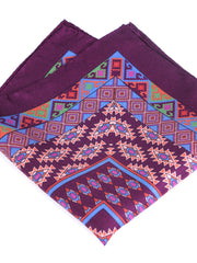 Fazzoletto da taschino bordeaux in pura seta stampata ETNICO