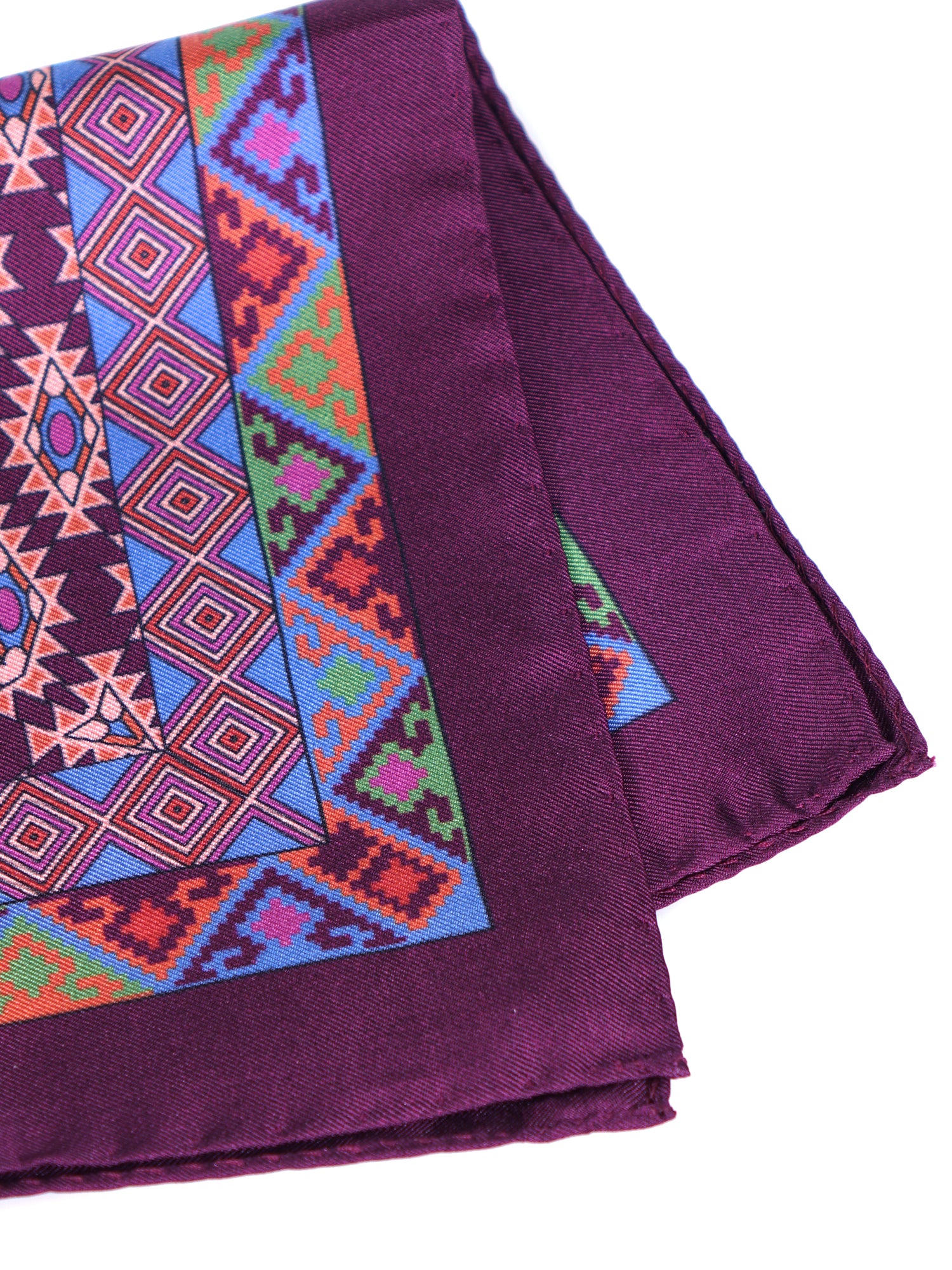 Fazzoletto da taschino bordeaux in pura seta stampata ETNICO