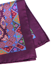 Fazzoletto da taschino bordeaux in pura seta stampata ETNICO