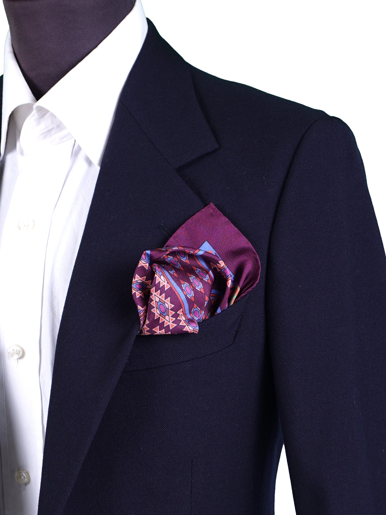 Fazzoletto da taschino bordeaux in pura seta stampata ETNICO