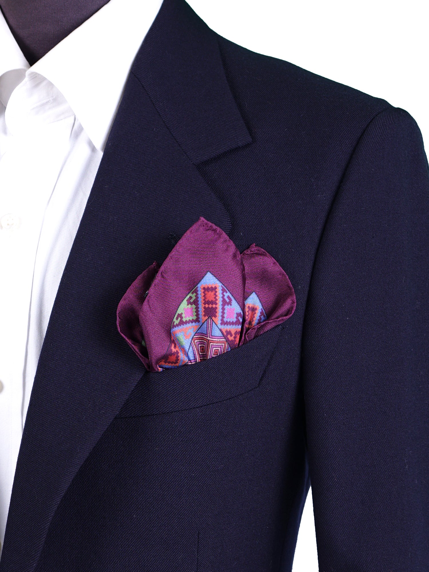 Fazzoletto da taschino bordeaux in pura seta stampata ETNICO