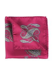 Dark red printed silk pocket square ROSITA