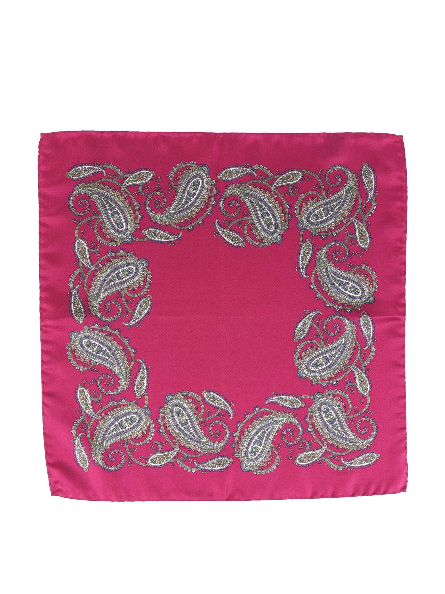 Dark red printed silk pocket square ROSITA