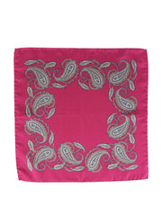 Dark red printed silk pocket square ROSITA