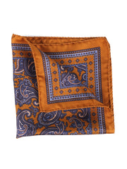 FOSTER Printed Silk Orange Pocket Square