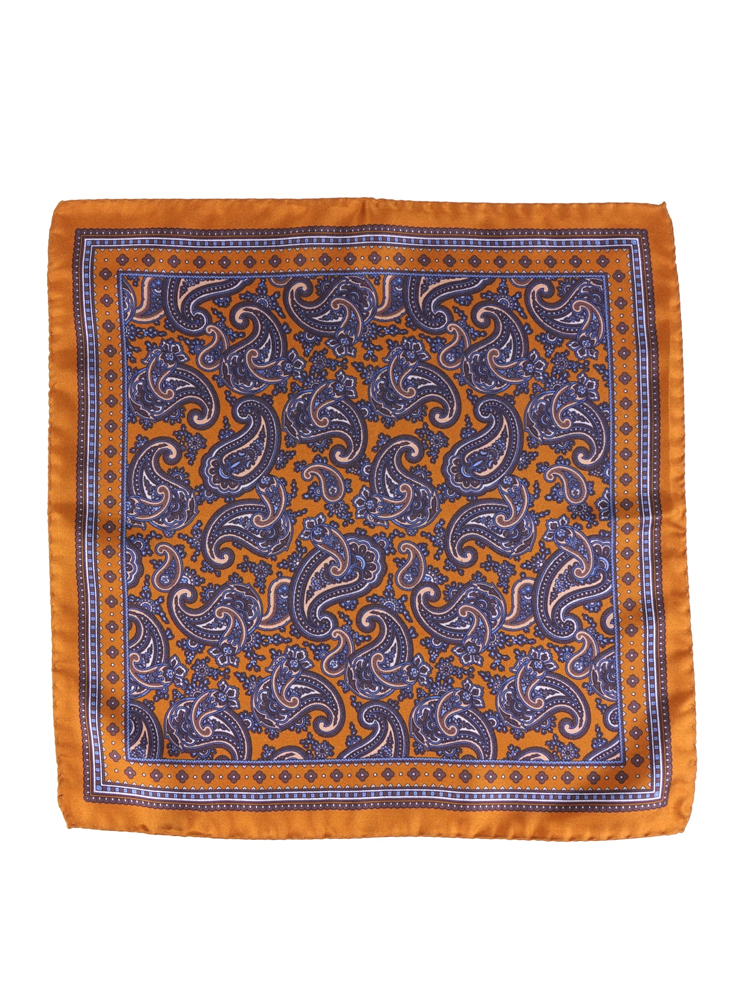 FOSTER Printed Silk Orange Pocket Square