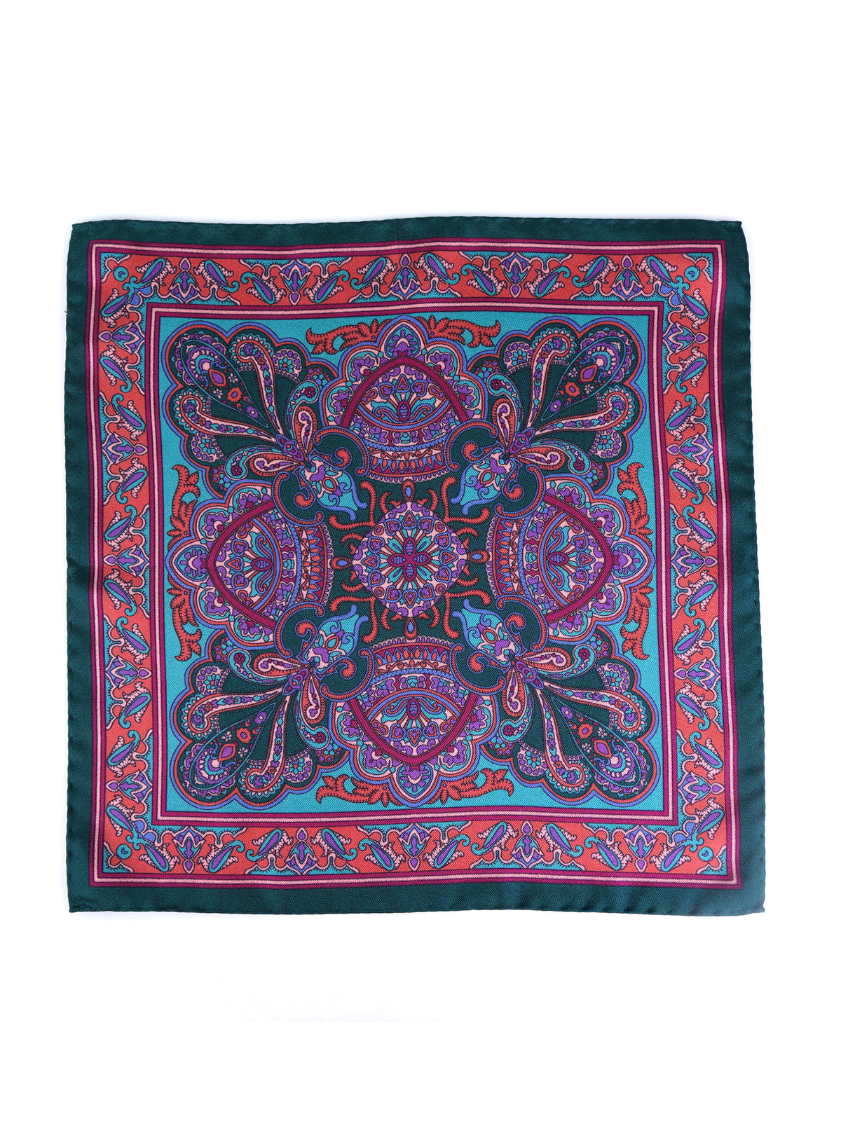 Fazzoletto da taschino verde in pura seta stampata FABIO