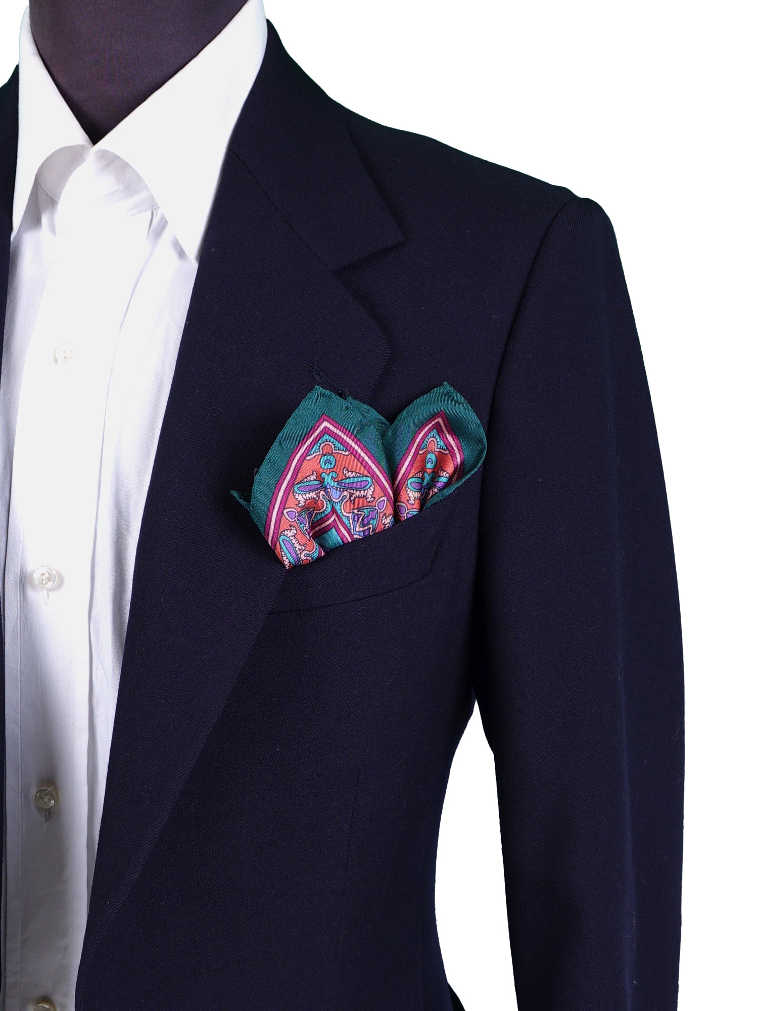 Fazzoletto da taschino verde in pura seta stampata FABIO