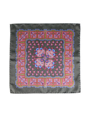 Fazzoletto da taschino verde in pura seta stampata ROMILDO