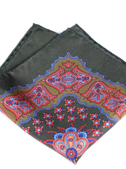 Fazzoletto da taschino verde in pura seta stampata ROMILDO