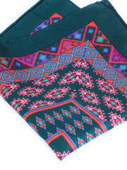 Fazzoletto da taschino verde in pura seta stampata ETNICO