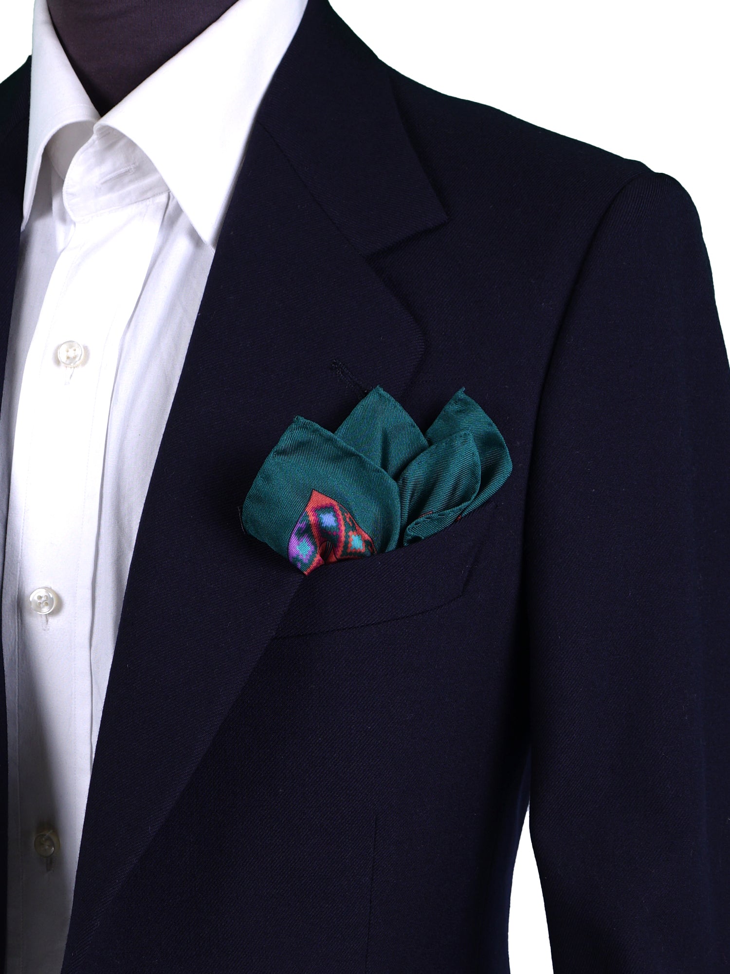 Fazzoletto da taschino verde in pura seta stampata ETNICO