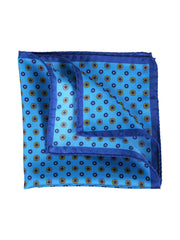 Fazzoletto da taschino ottanio in pura seta stampata DIEGO