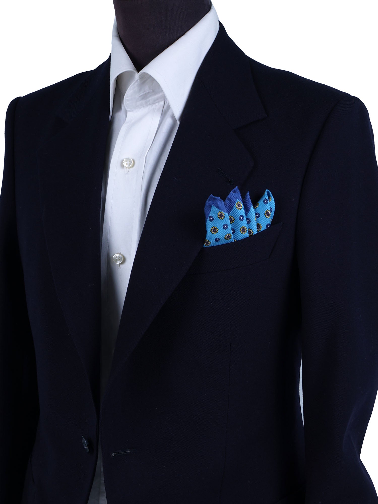 Fazzoletto da taschino ottanio in pura seta stampata DIEGO