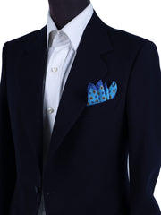 Fazzoletto da taschino ottanio in pura seta stampata DIEGO