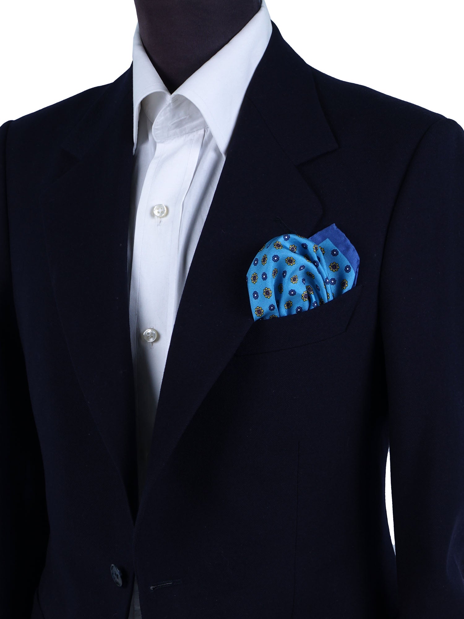 Fazzoletto da taschino ottanio in pura seta stampata DIEGO