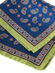 Fazzoletto da taschino verde petrolio in pura seta stampata MILAGO