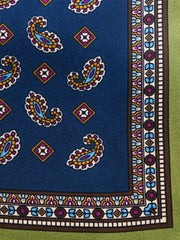 Fazzoletto da taschino verde petrolio in pura seta stampata MILAGO