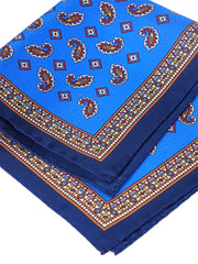 Fazzoletto da taschino blu elettrico in pura seta stampata MILAGO